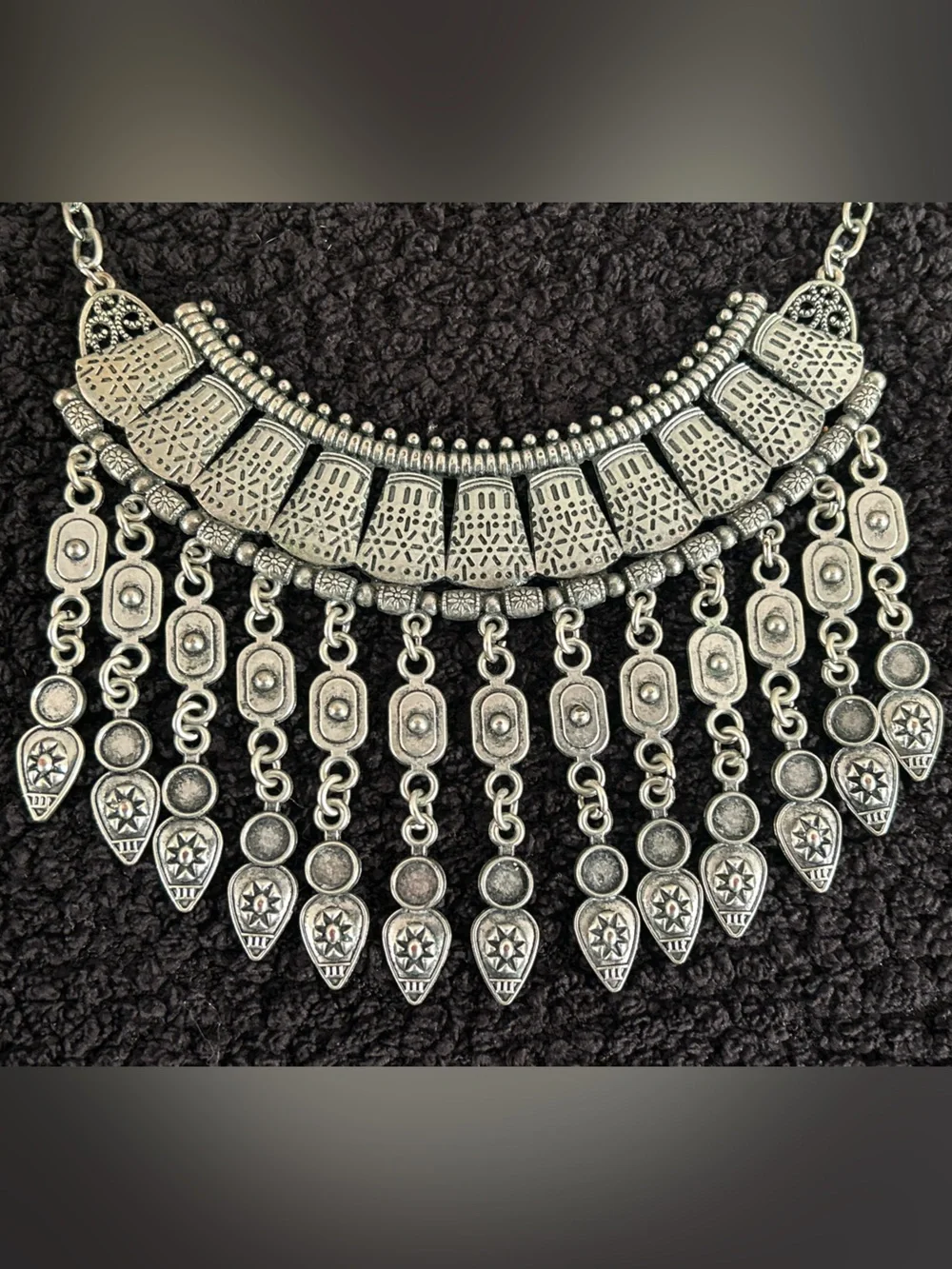 Paparazzi The Desert Is Calling Silver Fringe Tribal Choker Necklace